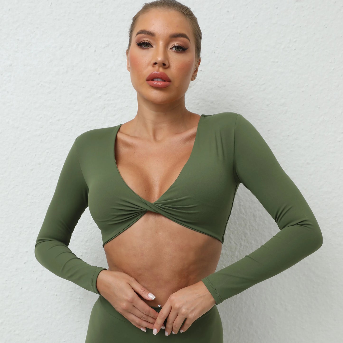 Deep V Twist Long Sleeve