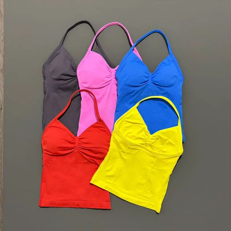 Dynamic Tank With Removable Pads V Neck Sports Sleeveless