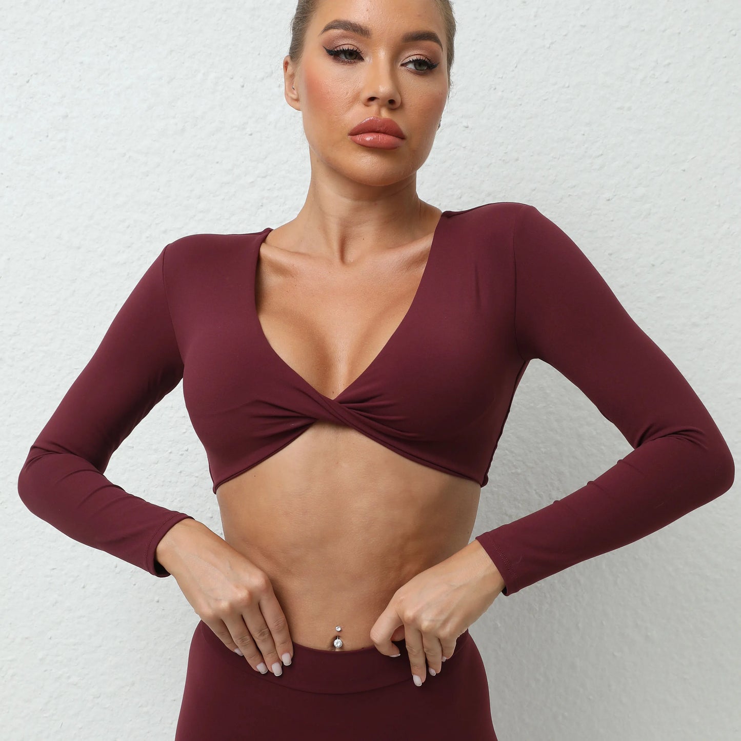 Deep V Twist Long Sleeve