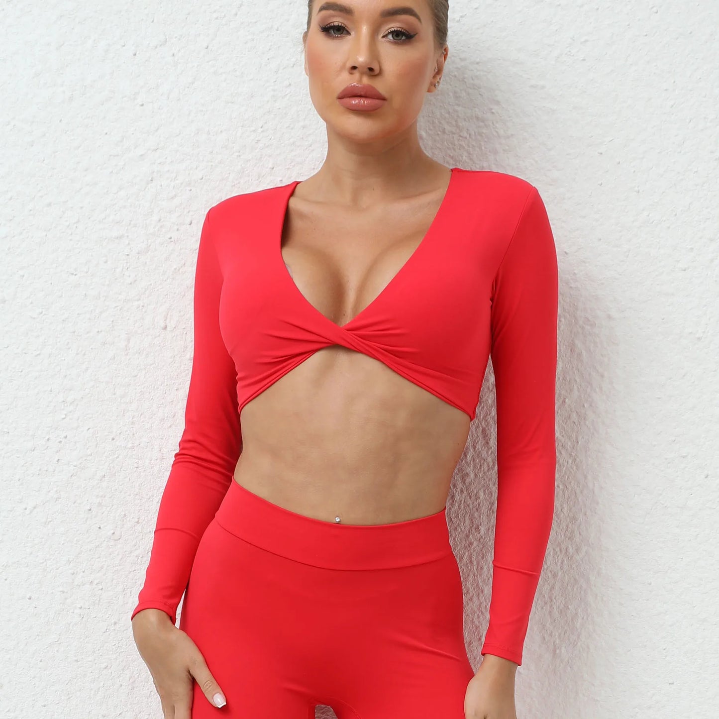 Deep V Twist Long Sleeve