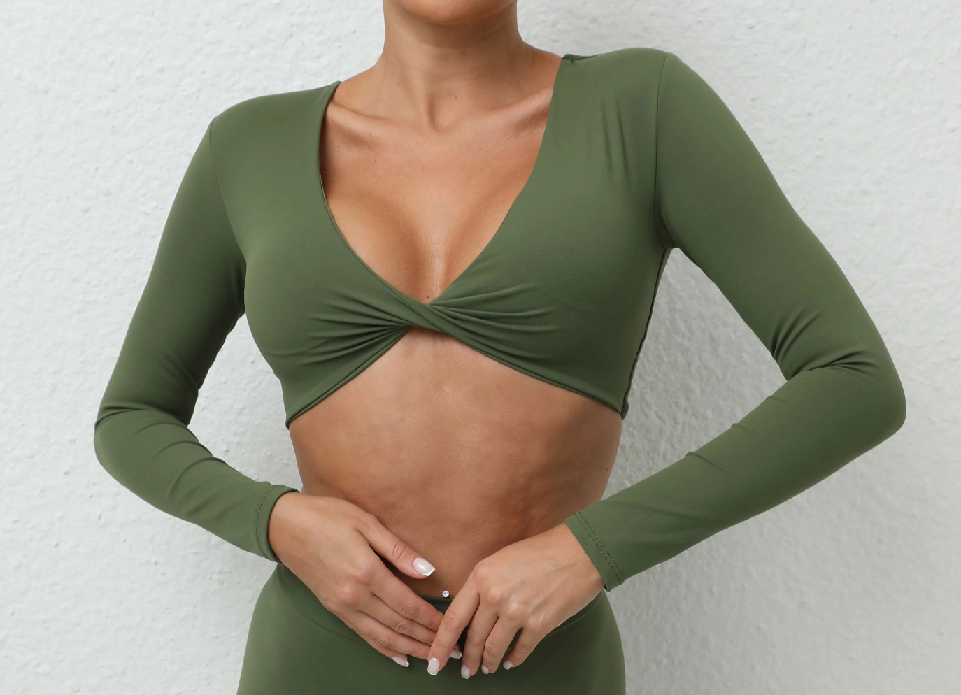 Deep V Twist Long Sleeve
